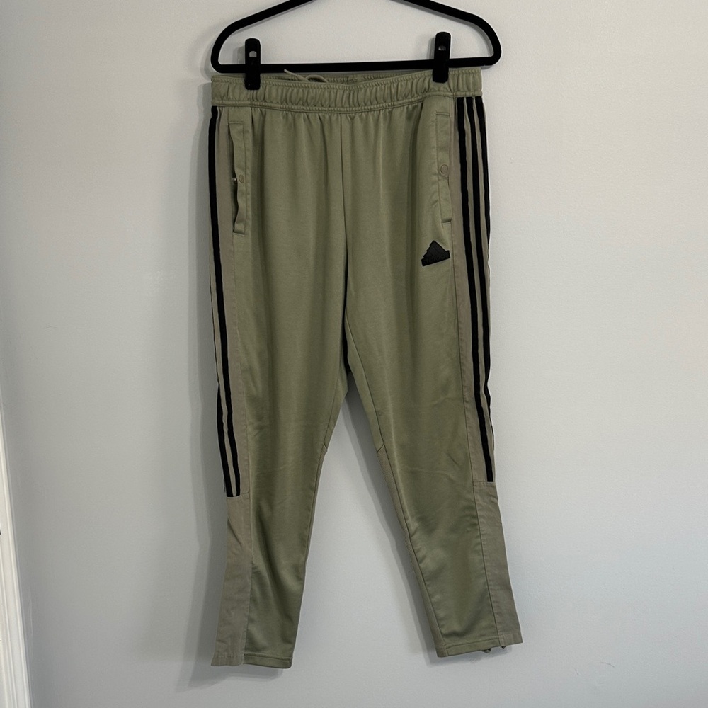 adidas Olive Joggers with Black Stripes